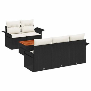 vidaXL Ensemble de canapé de jardin 6 Pièces Noir et Crème polyrotin