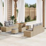 Set de canapé de jardin 8 pièces vidaXL avec coussins beige poly rotin acacia