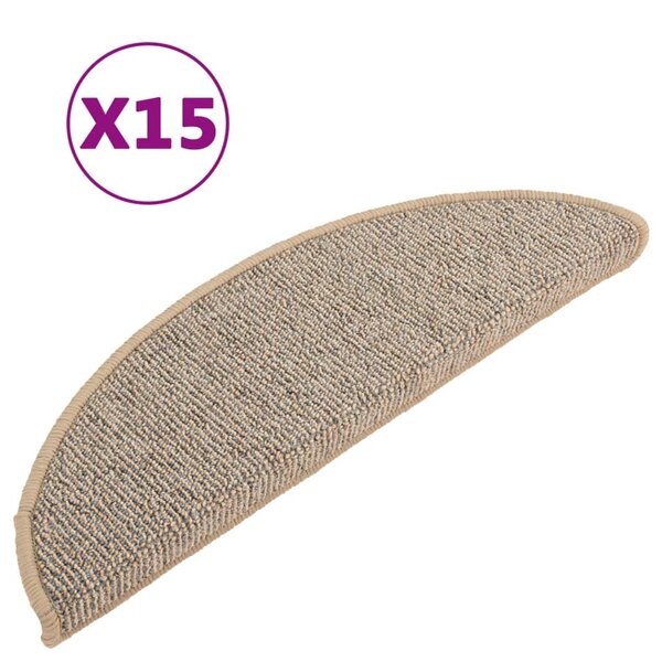 vidaXL Tapis de marches d'escalier 15 Pièces Marron 56x17x3 cm