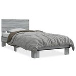 vidaXL Cadre de lit sonoma gris 90x190 cm bois d'ingénierie et métal