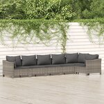 vidaXL Salon de jardin 6 Pièces avec coussins Gris Résine tressée