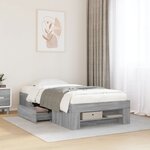 vidaXL Cadre de lit sonoma gris 90x200 cm bois d'ingénierie