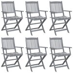 vidaXL Chaises pliables d'extérieur 6 Pièces avec coussins Bois d'acacia