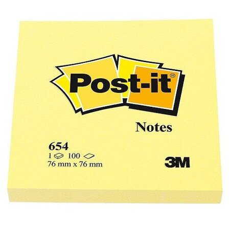 Bloc 100 F Notes adhésives 76 x 76 mm Jaune (654) POST-IT