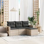 vidaXL Salon de jardin 4 Pièces avec coussins gris clair résine tressée