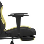vidaXL Chaise de jeu de massage avec repose-pied Noir et vert clair