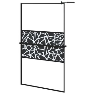 vidaXL Paroi de douche avec étagère Noir 115x195cm Verre ESG&Aluminium