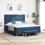 vidaXL Lit à Sommier avec Matelas & Banc Bleu 180x200 cm Tissu