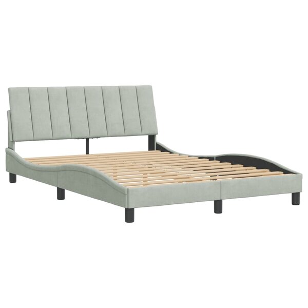 vidaXL Cadre de lit avec tête de lit Gris clair 140x190 cm Velours