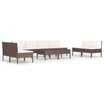 vidaXL Salon de jardin 10 Pièces avec coussins Résine tressée Marron