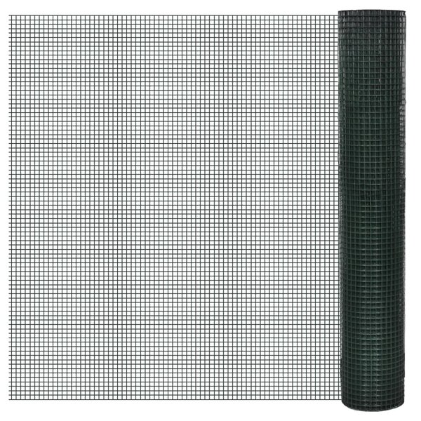 vidaXL Grillage pour volière acier galvanisé 1x25 m vert