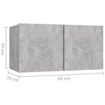 vidaXL Meuble TV suspendu Gris béton 60x30x30 cm