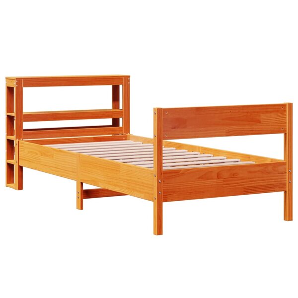 vidaXL Cadre de lit sans matelas cire marron 75x190 cm bois pin massif