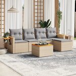 vidaXL Salon de jardin avec coussins 6 Pièces beige résine tressée