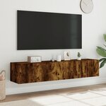 vidaXL Meubles TV muraux et lumières LED 2Pièces chêne fumé 80x35x31 cm