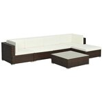 vidaXL Salon de jardin 6 Pièces avec coussins Résine tressée Marron
