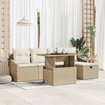 vidaXL Set de canapé de jardin 6 pièces avec coussins beige en poly rotin