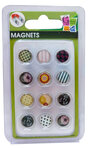 Magnet époxy mini Ø12mm Noir et motifs 12 pièces