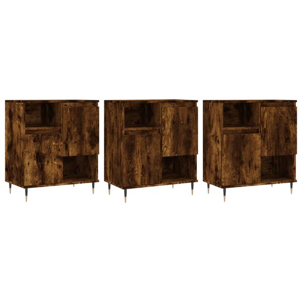 vidaXL Buffets 3 Pièces Chêne fumé Bois d'ingénierie