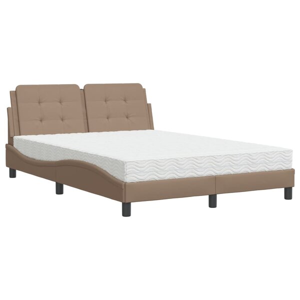 vidaXL Lit avec matelas cappuccino 140x200 cm similicuir