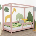 Lit cabane enfant BUNKY 90 x 180 rose pastel