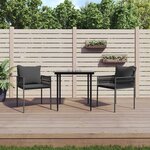 vidaXL Ensemble à manger de jardin 3 Pièces coussins résine tressée acier