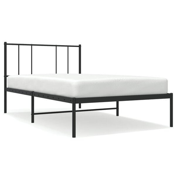 vidaXL Cadre de lit métal avec tête de lit noir 75x190 cm