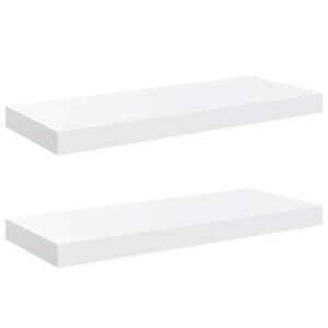 vidaXL Étagère murale flottante 2 Pièces Blanc brillant 60x23 5x3 8cm MDF