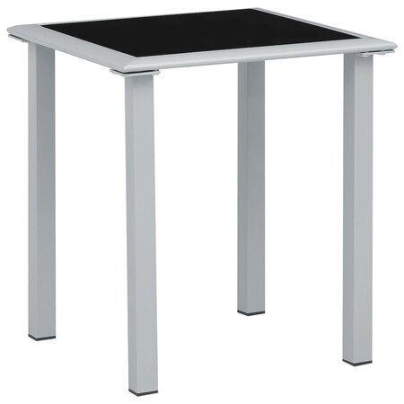 vidaXL Table de jardin Noir et argenté 41x41x45 cm Acier et verre