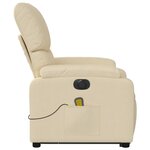 vidaXL Fauteuil inclinable de massage électrique Crème Tissu