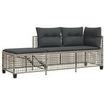 vidaXL Salon de jardin d'angle avec coussins 3 Pièces gris clair rotin