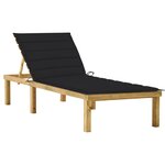 vidaXL Chaise longue avec coussin noir Bois de pin imprégné