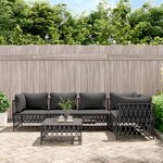 vidaXL Salon de jardin avec coussins 6 Pièces anthracite acier