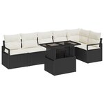 Set de Canapé de Jardin vidaXL 7 pièces avec Coussins Noir Poly Rotin