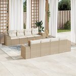 vidaXL Salon de jardin avec coussins 9 Pièces beige résine tressée