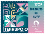 Timbre Polynésie Française - Paris 2024 - Teahupo'o - épreuves de surf