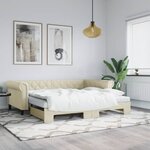 vidaXL Lit de jour avec lit gigogne crème 90x200 cm similicuir