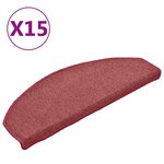 vidaXL Tapis de marches d'escalier 15 Pièces Rouge 65x24x4 cm