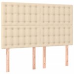 vidaXL Sommier à lattes de lit et matelas et LED Crème 140x200cm Tissu