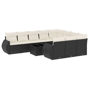vidaXL Salon de jardin 11 Pièces avec coussins noir résine tressée