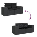 Ensemble de sofa de jardin de 13 pièces avec coussins Noir Poly Rotin Acacia