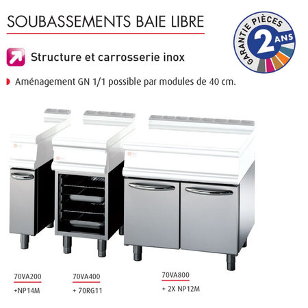 Soubassement baie libre - prof. 630 mm -700 - baron