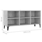 vidaXL Meuble TV avec pieds en métal Gris béton 103 5x30x50 cm