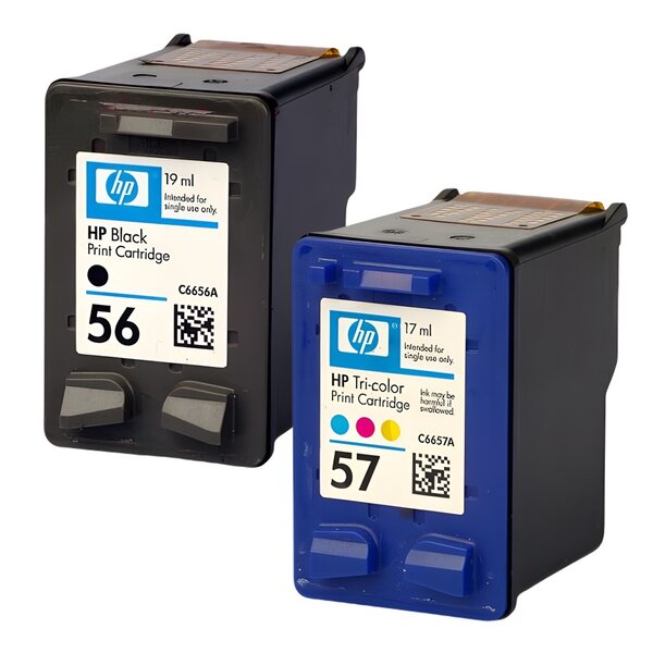 Pack de 2 cartouches d'encre authentiques HP 56/57 Noir et couleurs - programme SECOND