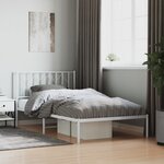 vidaXL Cadre de lit métal avec tête de lit blanc 107x203 cm