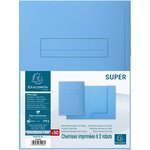 Paquet de 50 chemises imprimées 2 rabats SUPER 210 - 24x32cm Bleu clair x 5 EXACOMPTA