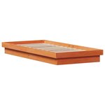 vidaXL Cadre de lit à LED cire marron 100x200 cm bois de pin massif