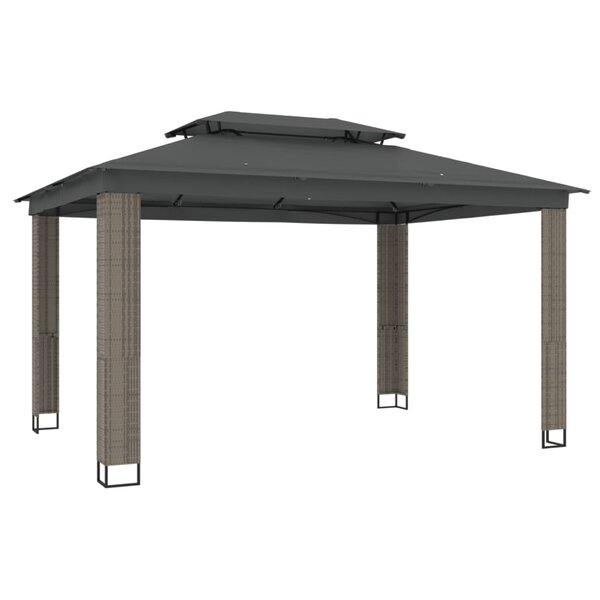 vidaXL Tonnelle à double toit anthracite 3 94x2 96 m acier