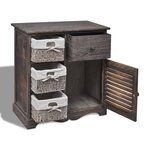 vidaXL Armoire en bois 3 paniers gauches en tissage Marron