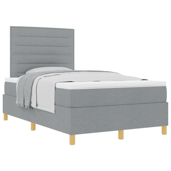 vidaXL Lit avec sommier et matelas gris clair petit lit double en tissu